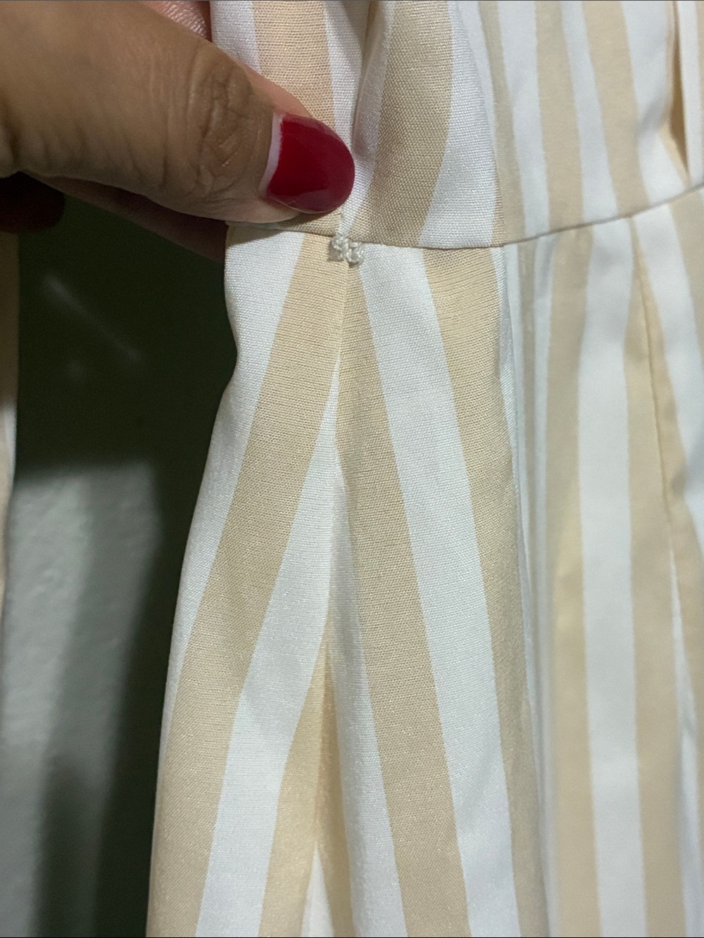 Alex Marie Cream Striped Button-Front Tie-Waist Long Sleeve Dress - Picture 8 of 10